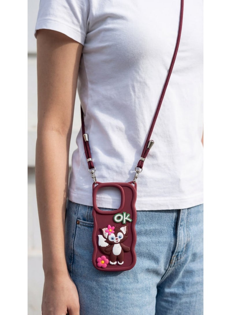 جراب خلفي أنيق بتصميم كرتوني مميز متوافق مع هاتف هونور X6C مع سلسلة كروس بودي - خيار رائع للفتيات. - Image 1